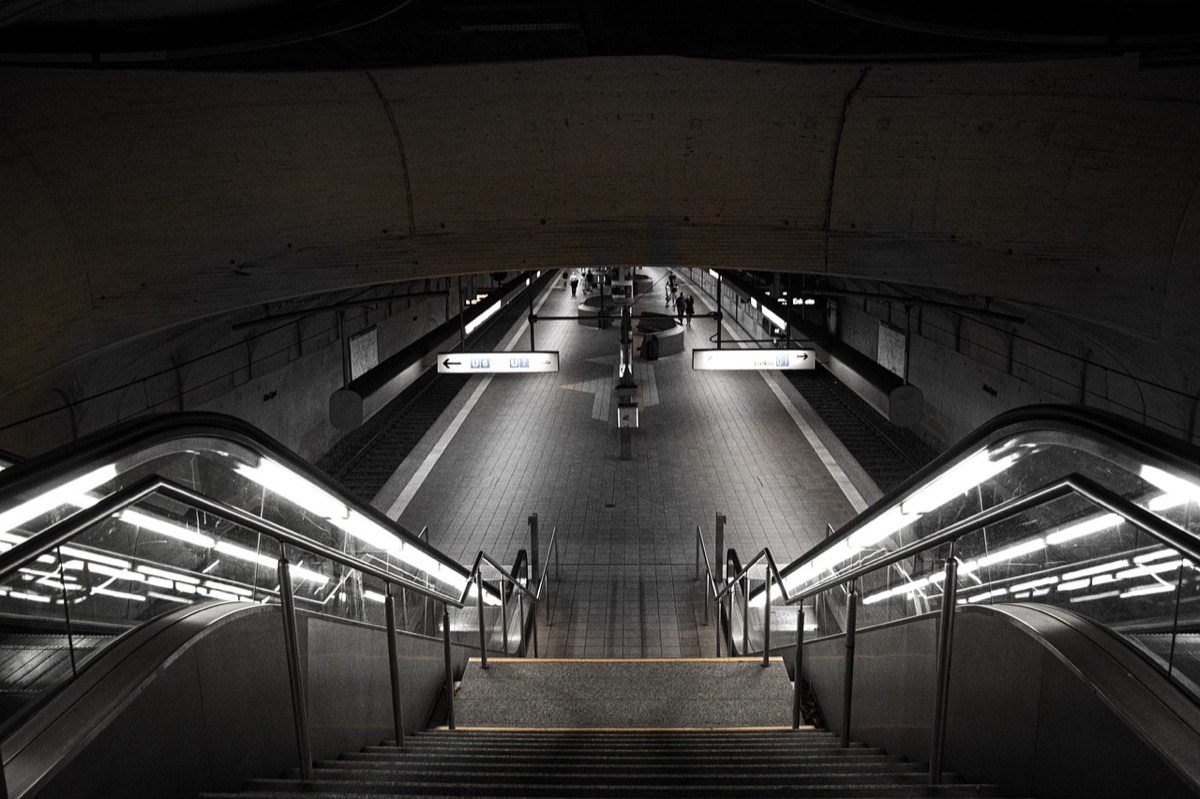 New York subway station with escalator