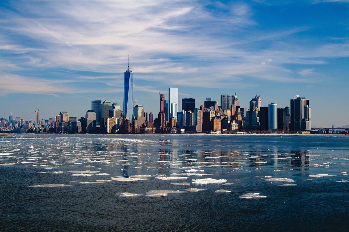New York City skyline with brownstones