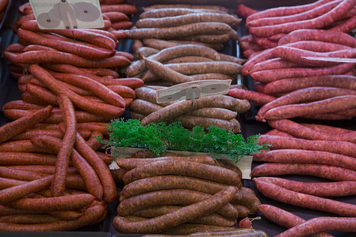 Deli counter with fresh bread and meat in New York City